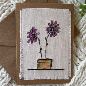 Handmade Pink Daisy Potted Plant Art Card